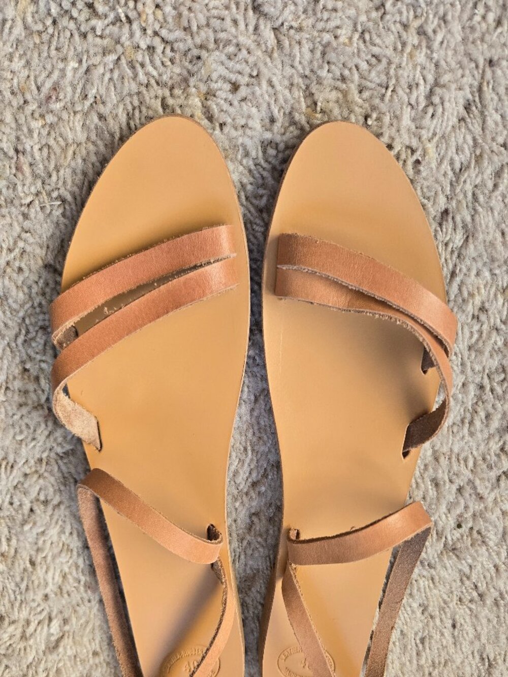 Handmade Greek Leather Strappy Sandals Tan Size EU 40 / Women’s US Size 9/9.5